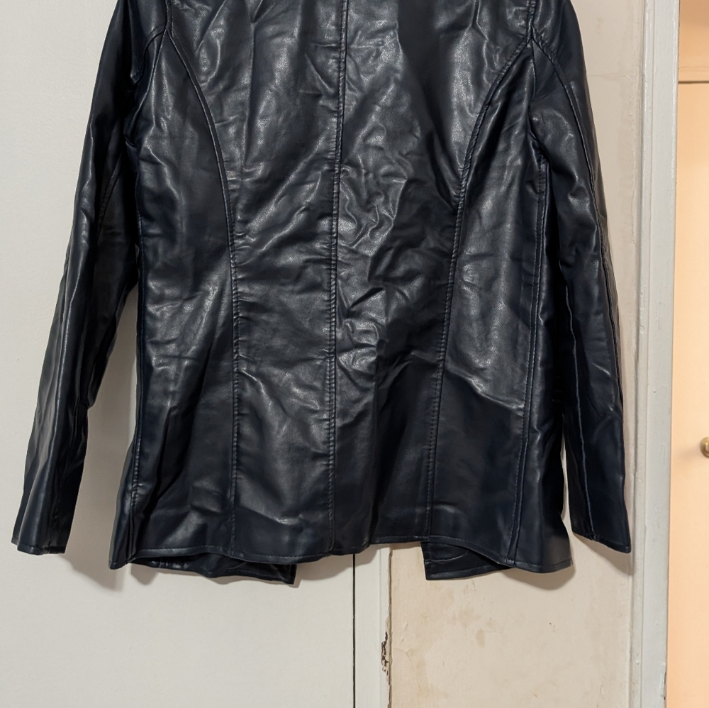 Faux Leather navy blue Jacket - Picture 2 of 9